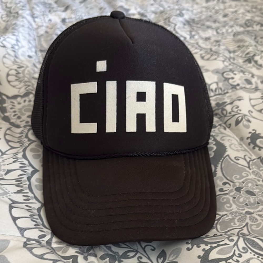 Clare V Black and White 'CIAO' Trucker Hat